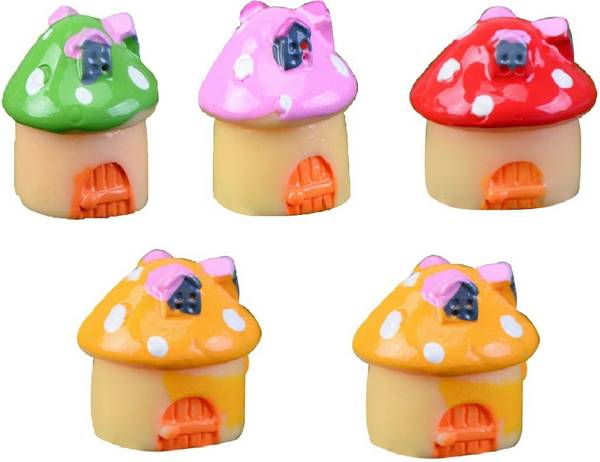 P s retail Mini Mushroom House showpieces - 5 pcs/Set Decorative Showpiece - 4 cm