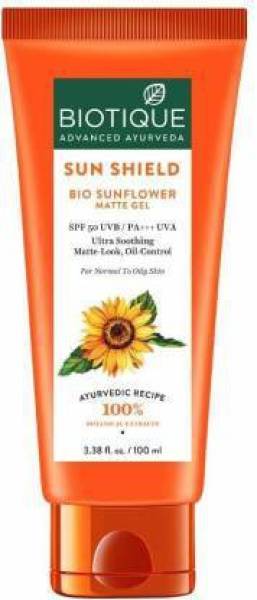 BIOTIQUE Sunscreen - SPF 50 PA+++ Sunflower Matte Gel Sunscreen - SPF 50 PA+++ (100 ml)
