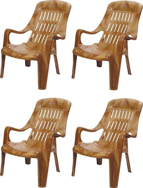 Cello Furniture Cello Comfort Relax Chair (Set of 4 Pc, Sandalwood) Plastic Outdoor Chair