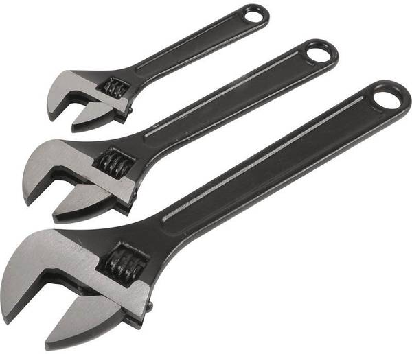 NSV 8"-10"-12" Set of 3 Adjustable Spanner Wrench For Home and Professional Use. (8-10-12 inch) Single Sided Open End Wrench