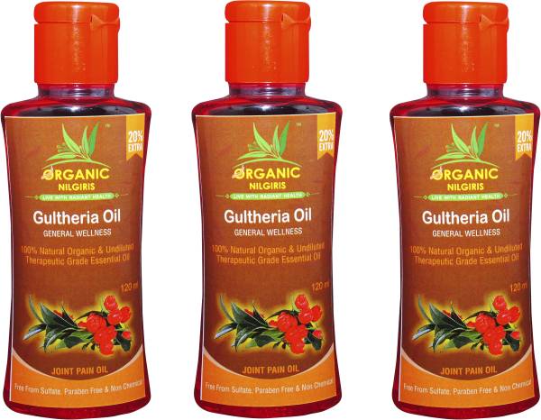 organic nilgiris Gaultheria Essential Oil 100% Natural & Pure Wintergreen oil for JOINT PAIN, MUSCULAR PAIN, Ortho Pain with Vitamins from Ooty