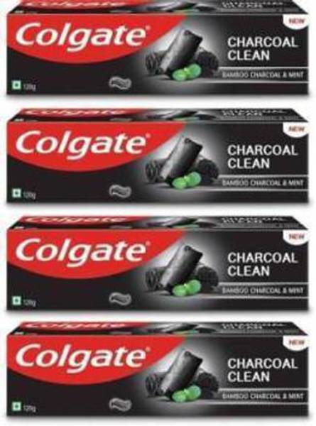 Colgate Charcoal Clean Toothpaste, Bamboo Charcoal and Mint (Black Gel)  120g (Pack of 4) Toothpaste