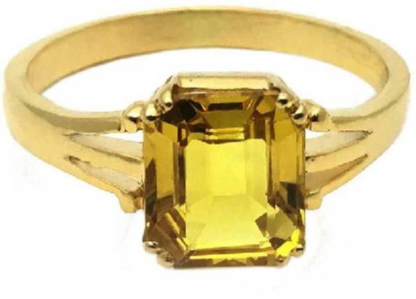 RATAN BAZAAR Pukhraj stone ring Precious Yellow sapphire stone unheated & untreated Astrological Purpose for unisex Stone Sapphire Gold Plated Ring