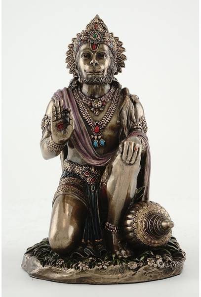 Sri Krishna Culture Big Sitting Hanuman Ji (Aashirvaad Pose)-Hindu God and Goddess Idol/Statue/Murti/Figurine-Antique Finish-7.5 Inches Decorative Sho...