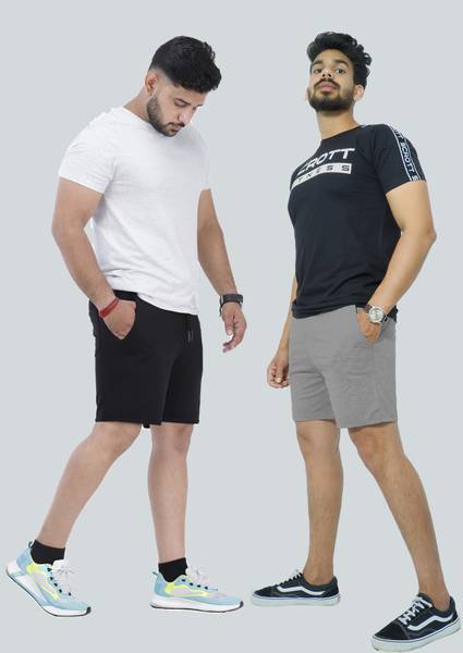 Scrott Merchandise Solid Men Black, Grey Basic Shorts