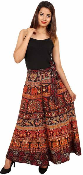 Unique Choice Printed Women A-line Brown Skirt