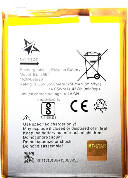 MT STAR Mobile Battery For Tecno Camon I Air 2+ BL-36BT / Camon I Click IN6 / Camon i2X / Camon 11pro / Camon CM CA6 / BL-36BT