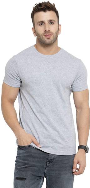 YouthPoi Solid Men Round Neck Grey T-Shirt