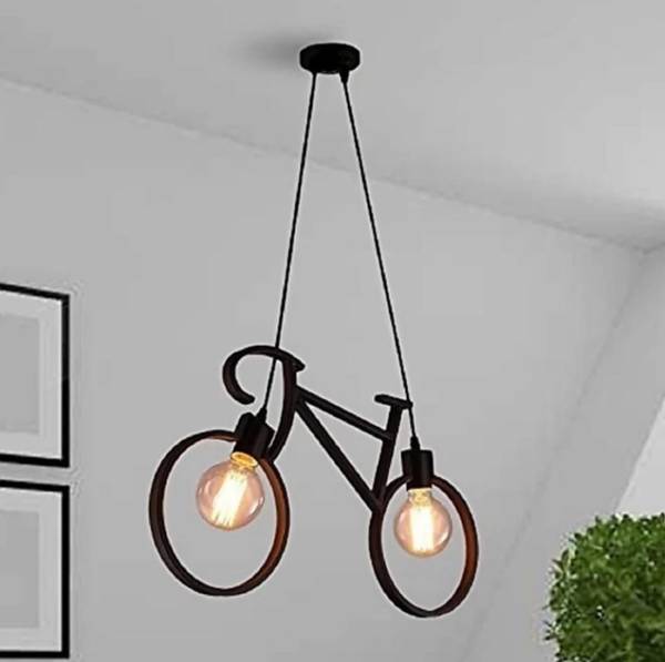 BLACK RAY Metal Antique Cycle Shape for Home Decor Living Room (Bulb not Included ) BLACK Pendant Lamp Ceiling Lamp