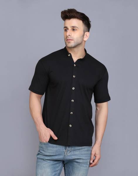 Fascista Men Solid Casual Black Shirt