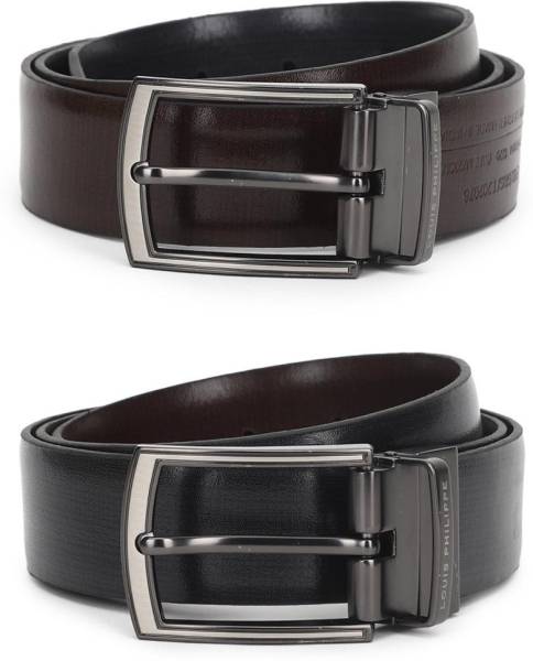 LOUIS PHILIPPE Men Formal Black Genuine Leather Belt Black - Price
