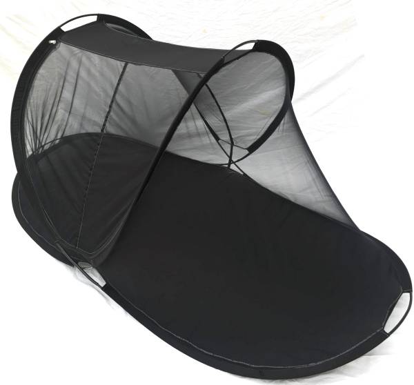 Aim Emporium Polyester Adults Washable Foldable Mosquito Net (Size: 210 x 110 x 90) Sit-in Free standing with one Side Slidder Gate (BLACK) For One Pe...