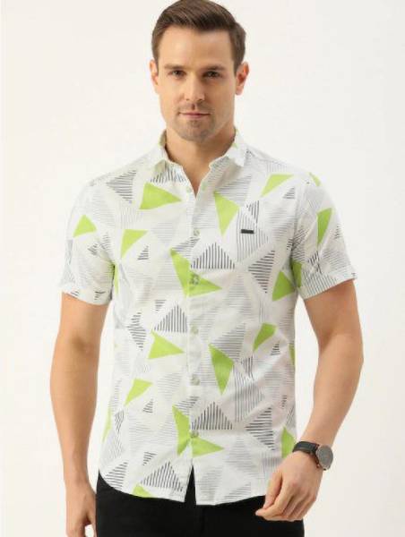 The Indian Garage Co. Men Printed Casual White Shirt