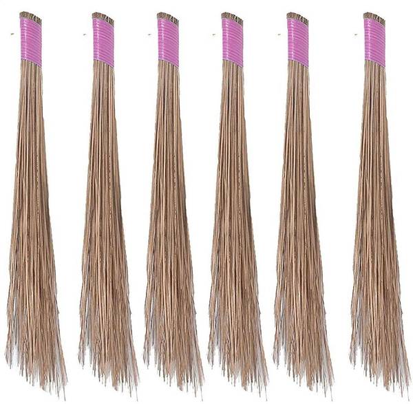 Creazione Production Natural Coconut Broom Sticks for Floor Cleaning - coconut jharu - 6 pieces Grass Wet and Dry Broom