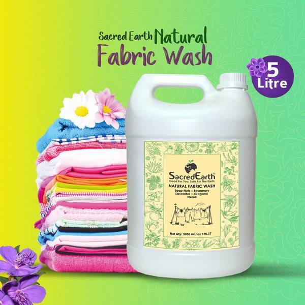 SacredEarth Natural Fabric Liquid Wash with Soap Nuts, Rosemary, Lavender, Oregano and Neroli (5000 ml) Fresh Liquid Detergent