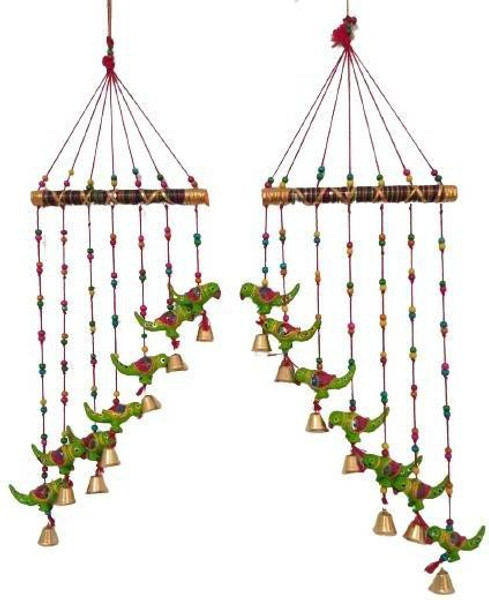 khusbhu handicrafts Beautifully Designed Multicolour Windchime for home decor I windchime for home I latkan I toran I wall decoration material I home decor I balcony decoration items Wood Windchime