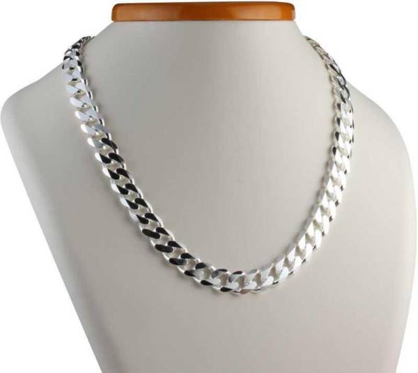 Morbih Silver Chain for Men and Women Platinum Plated Silver Chain (22 inch) Pearl Platinum Plated Stainless Steel Chain