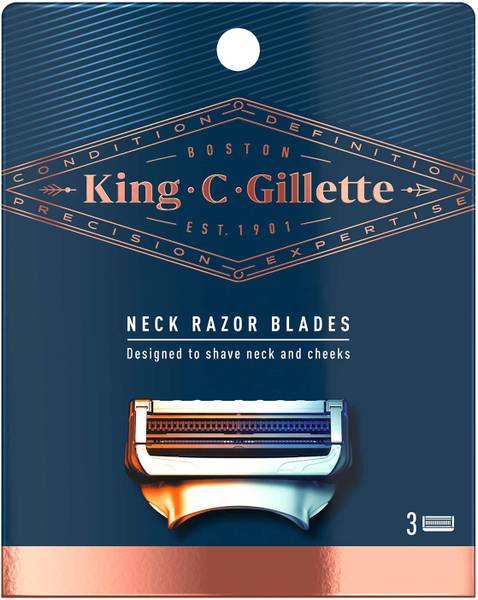 King C. Gillette Mens Neck Razor Cartridges (Pack of 3) with Built in Precision Trimmer for Shaping