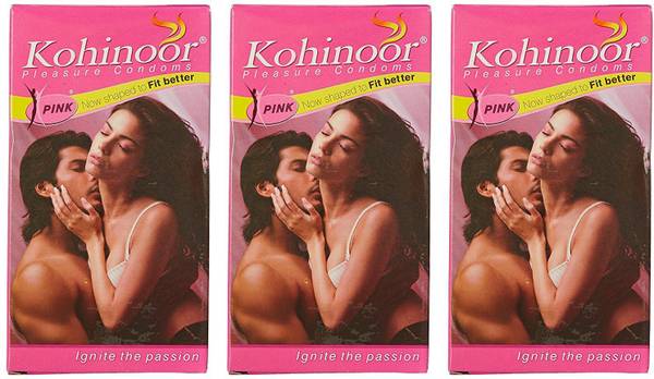 KOHINOOR Condoms For Emn - Pink 10S (Pack Of 3) Nirodh | Pink Natural Shaped Better Fit Condom Nirodh (Set of 3, 30S) Condom