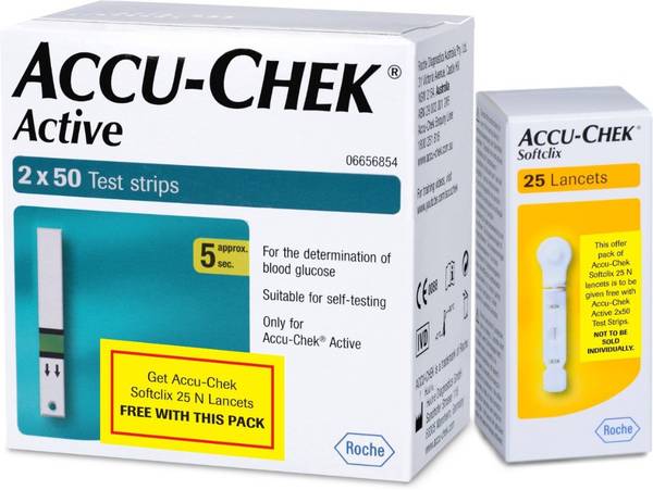 ACCU-CHEK Active 100 (50x2) Strip with Softlix Lancet 25's pack 100 ...