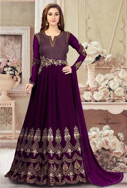 Trendmalls Embroidered Anarkali Kurta, Bottom & Dupatta Set