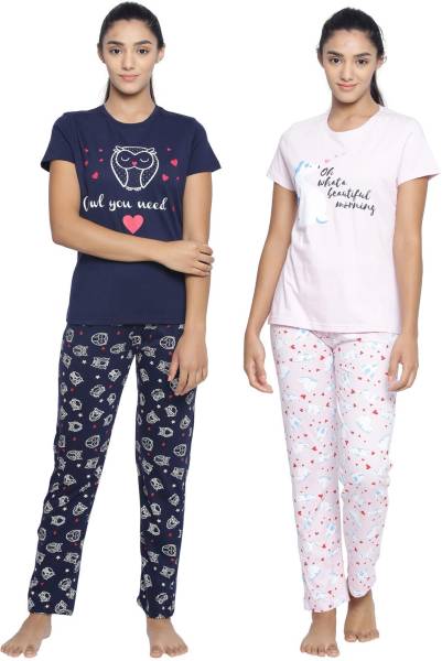 Ariel Women Printed Multicolor Top & Pyjama Set