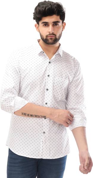 Tanip Men Printed Casual White Shirt