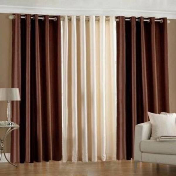 Radhey Radhey Decor 213 cm (7 ft) Polyester Semi Transparent Door Curtain (Pack Of 3)