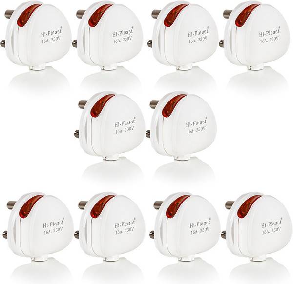 HI-PLASST 16A 3 PIN Plug Top for Refrigerator, Washing Machine, Geysers with LED Indicator Round Model 16A Round Indicator Three Pin Plug