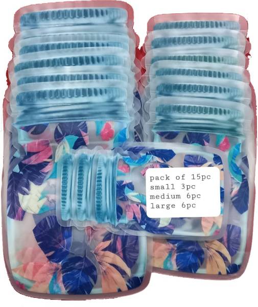 manas impex Jar Shaped Food Graded Stand Up Plastic printed Pouch with Zipper Zip lock jar shape pouch Pack of 15 (6 pcs medium and 6 pcs large and 3 ...