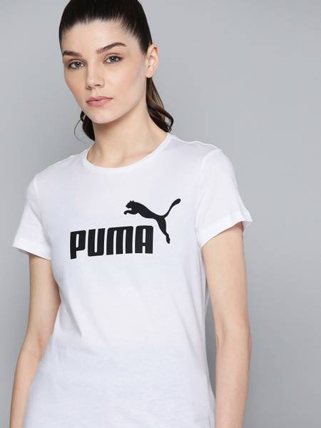 PUMA Printed Women Round Neck White T-Shirt