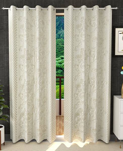 Ruhi Home Furnishing 212 cm (7 ft) Polyester Semi Transparent Door Curtain (Pack Of 2)