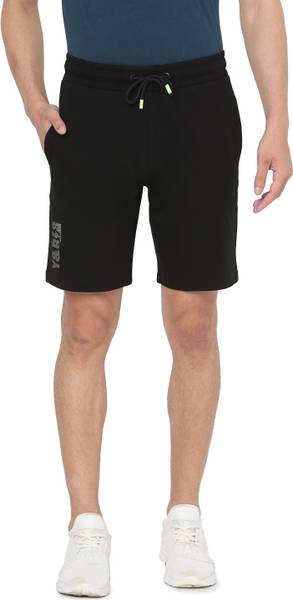 Spykar Solid Men Black Regular Shorts