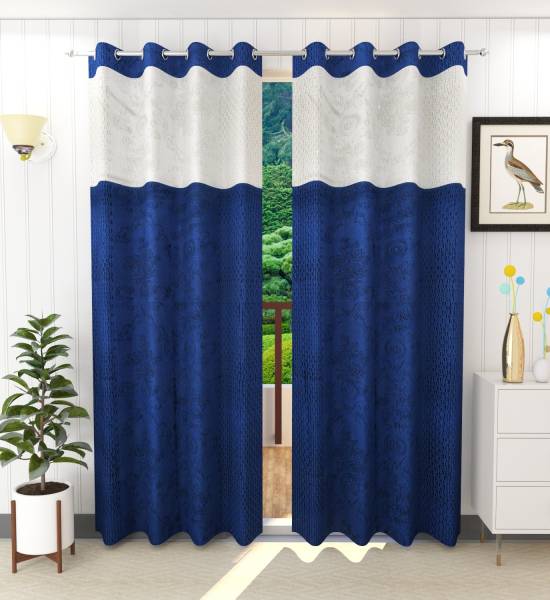 Ruhi Home Furnishing 214 cm (7 ft) Polyester Semi Transparent Door Curtain (Pack Of 2)