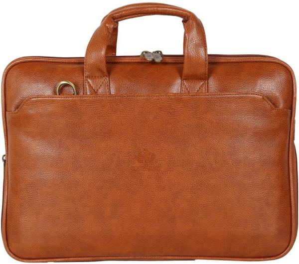 The CLOWNFISH Faux Leather Slim Expandable 12 inch Laptop Messenger Bag Laptop Briefcase (Tan) Medium Briefcase - For Men & Women