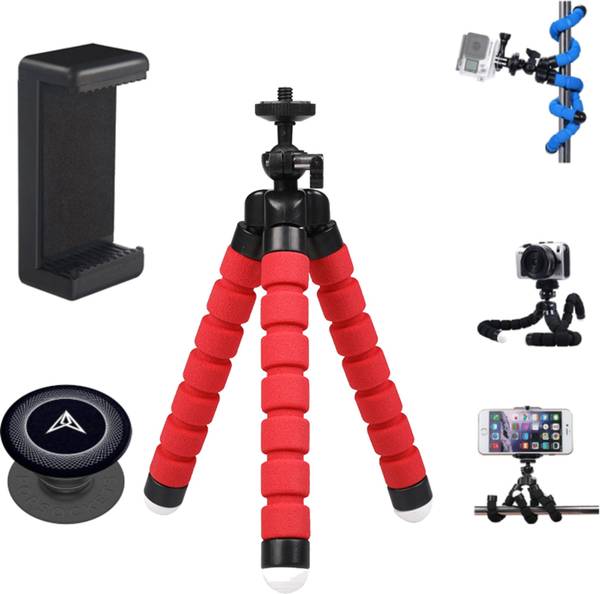 Aced 6inch flexible tripod for mobile phone, Action Camera, DSLR with 180 holder.This mobile stand is ideal for video recording, online classes and vl...