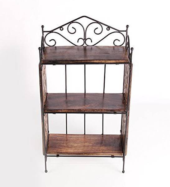 Casa Trading Wood & Iron Wall Shelve for Home Office Living Room Books Shelve (Set of 1) Wooden Wall Shelf