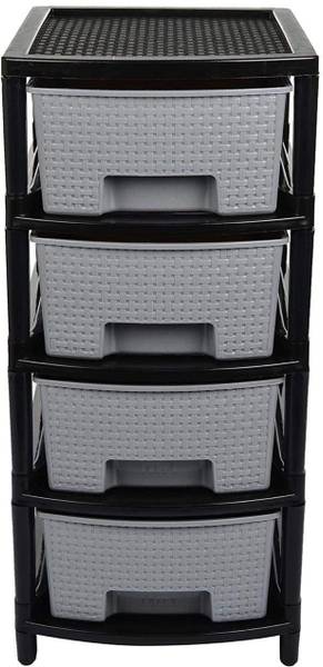 AK HUB Modular 4 Layer Drawer Storage Organizer for Home/Bedroom/Beauty Parlour and Kitchen ( Grey ) Plastic Free Standing Cabinet