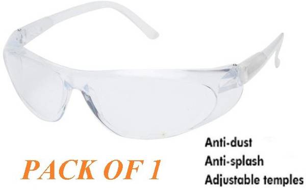Quantum Retail [QR5-CLEAR-SG-PACK1] Eye Protection Safety Goggles Glasses Anti-Droplets Protective Eyeglass with Clear Polycarbonate Lens - [Pack of 1...