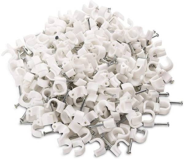 Skc Wire Fastener Circle Cable Clips with 5 mm Diameter, Set of 100 Pieces Cable Protector