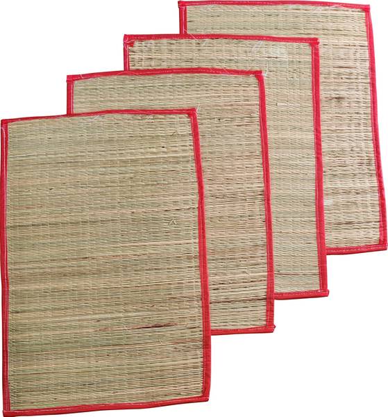 POOJA GHAR Organic Handmade Kusha Grass Mat Eco-Friendly Chatai Assan for Pooja Sitting Mat (18*23) (Pack of 4) Prayer Kit