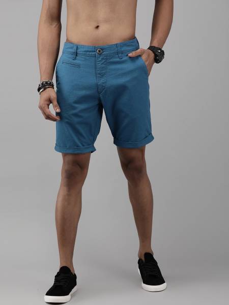 Roadster Solid Men Blue Regular Shorts