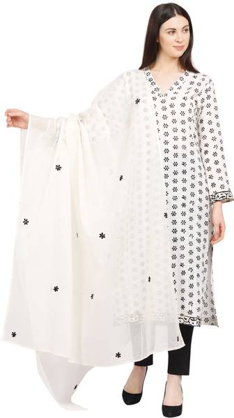 Amodini Cotton Blend Embroidered Women Dupatta