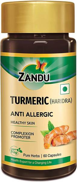 ZANDU Turmeric Capsules | Anti Allergic, Healthy Skin and Complexion Promoter