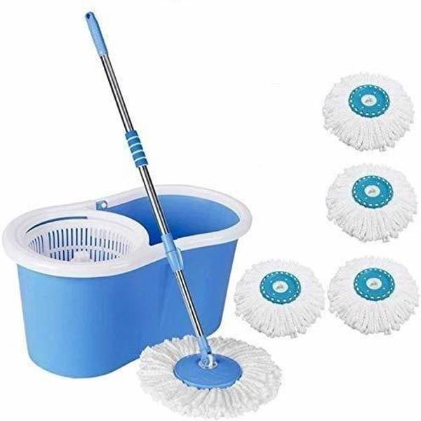 GTE Spin Floor Cleaning Easy Bucket Mop with 5 Refill Mop Set