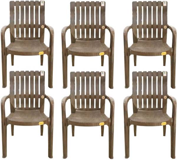 Anmol TARZEN BROWN SET OF 6 CHAIR FULLY COMFORT nd weight bearing capacity 150 kg outdoor chair Plastic Outdoor Chair