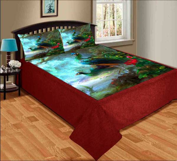 Ishantex World 180 TC Velvet Double Printed Flat Bedsheet