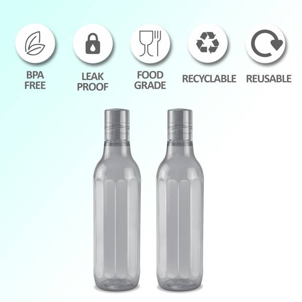 MILTON Prism 1000 Pet Bottle Set of 2 1 Litre Each Grey 1000 ml