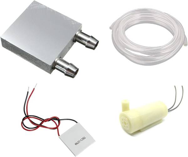 INVENTO 1Pcs Peltier Aluminum Water Cooling Block + 12706 Peltier Module + 7mm PVC Tube Clear Flexible Pipe + 3V - 12V DC Submersible Pump Horizontal ...