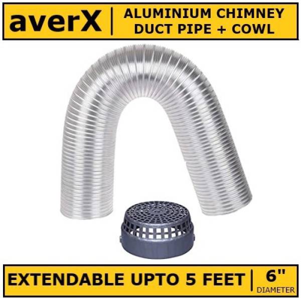 averX 5 Feet Extendable Length with 6 Inch Diamter Chimney Aluminium Flexible Duct Pipe / Chimney Pipe Hose Pipe